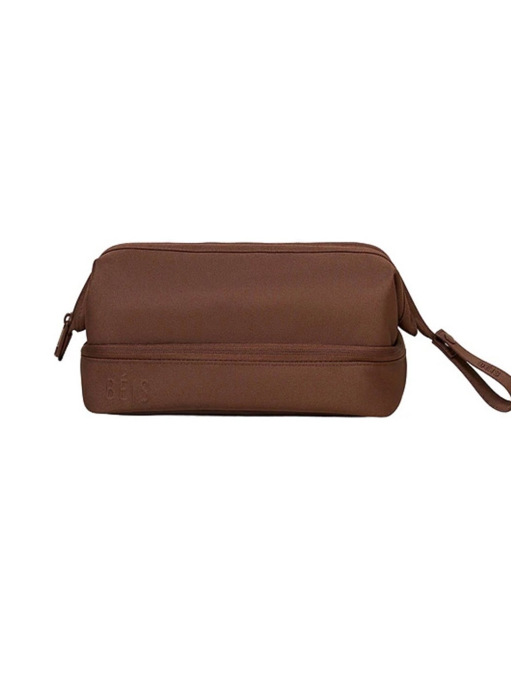 BEIS Brown Leather-Feel Travel Dopp Kit